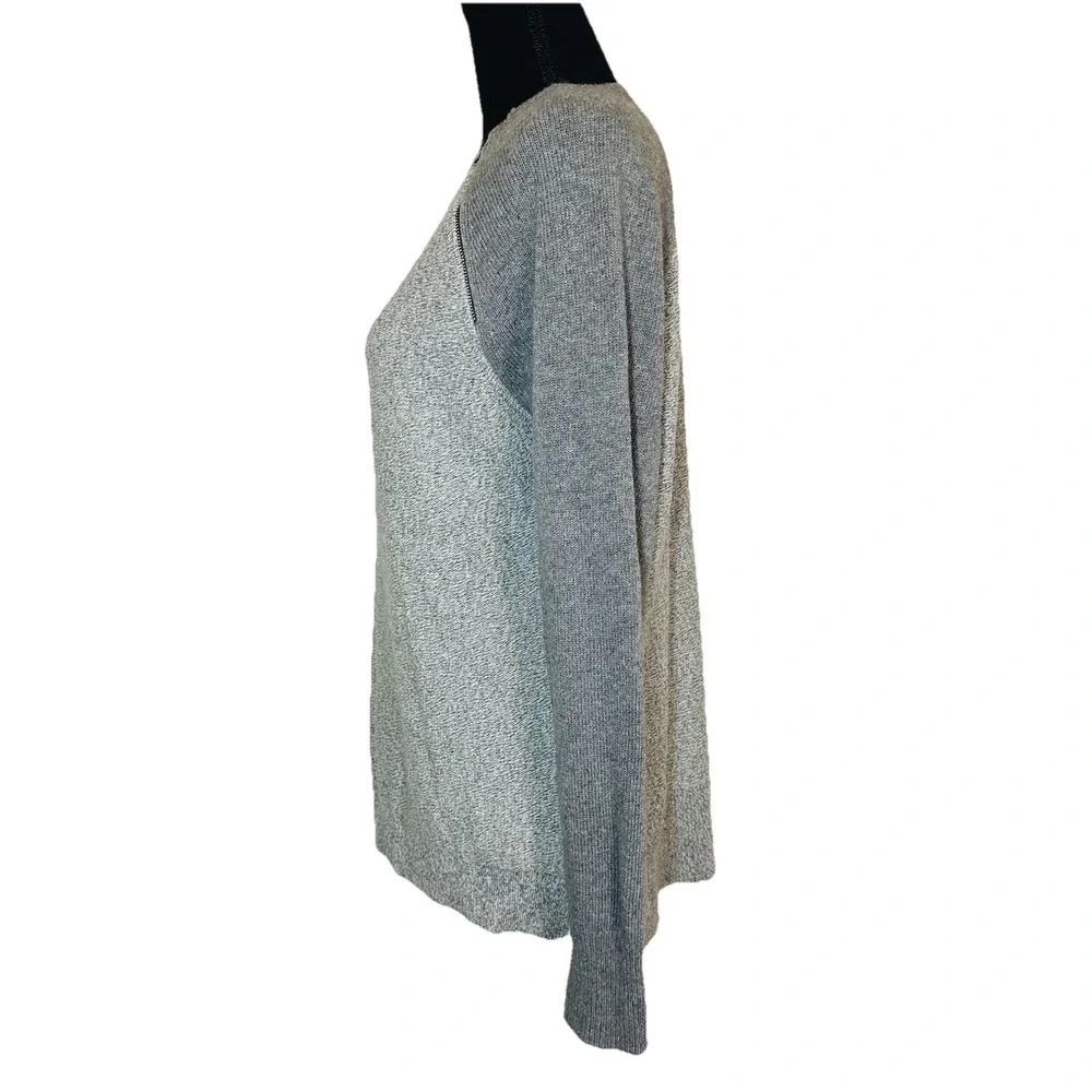 Banana Republic Women's Merino Wool Blend Gray Zipper Raglan Sweater‎ LARGE